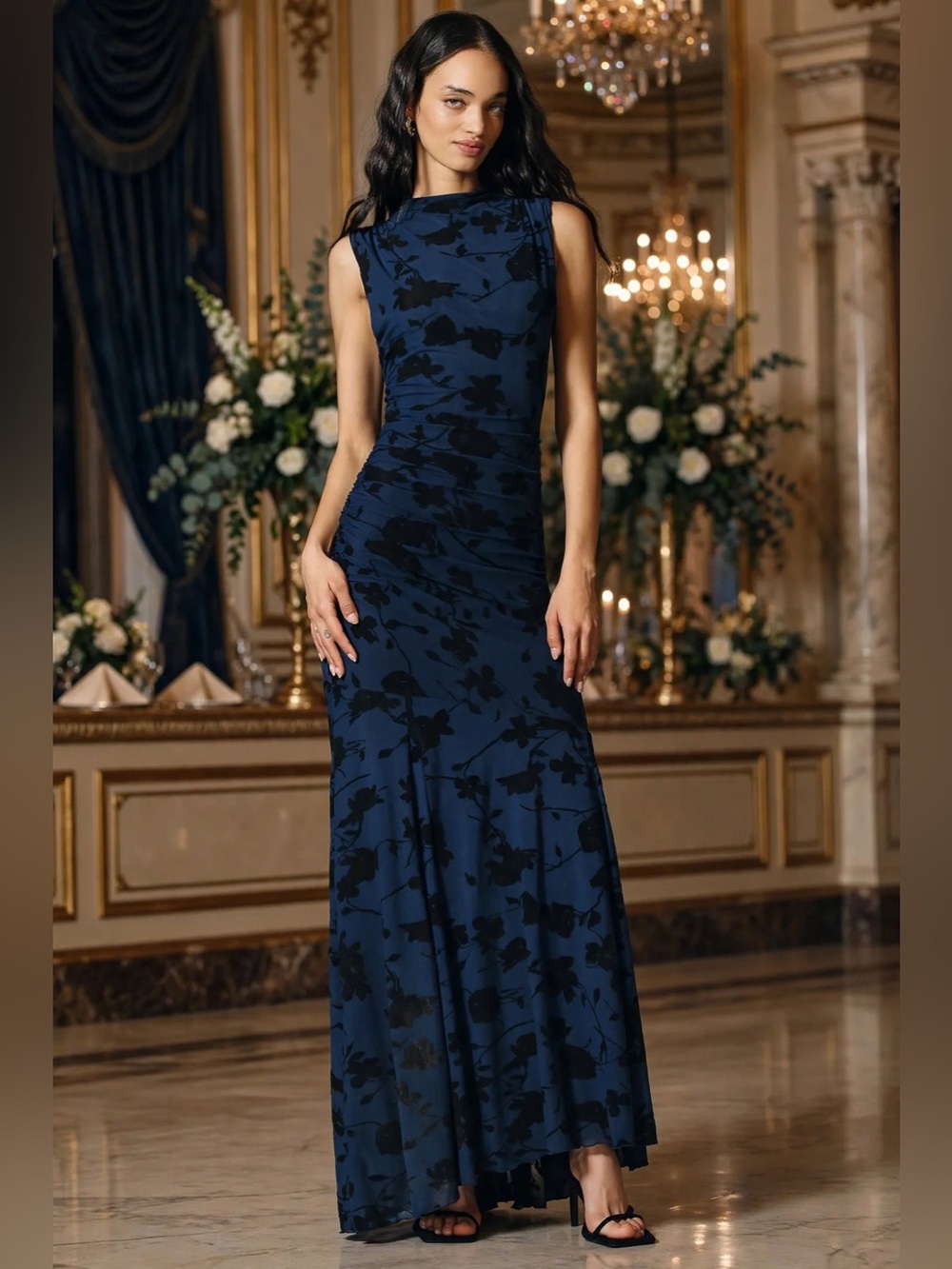 Rails Cosmos Sleeveless High-Neck Ruched Maxi Dress size S